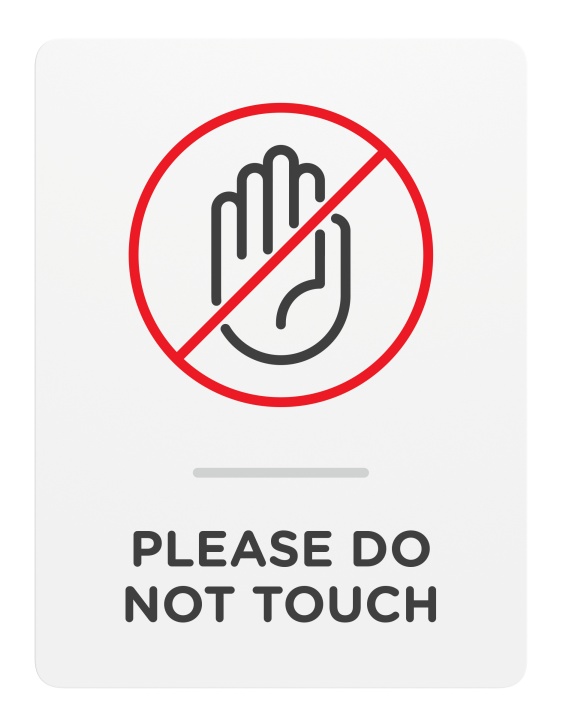 Please Do Not Touch_Sign_Door-Wall Mount_8x 6_6mm Thick Solid Surface Sign with Inlay Resins_Self AdhesiveProhibition sign